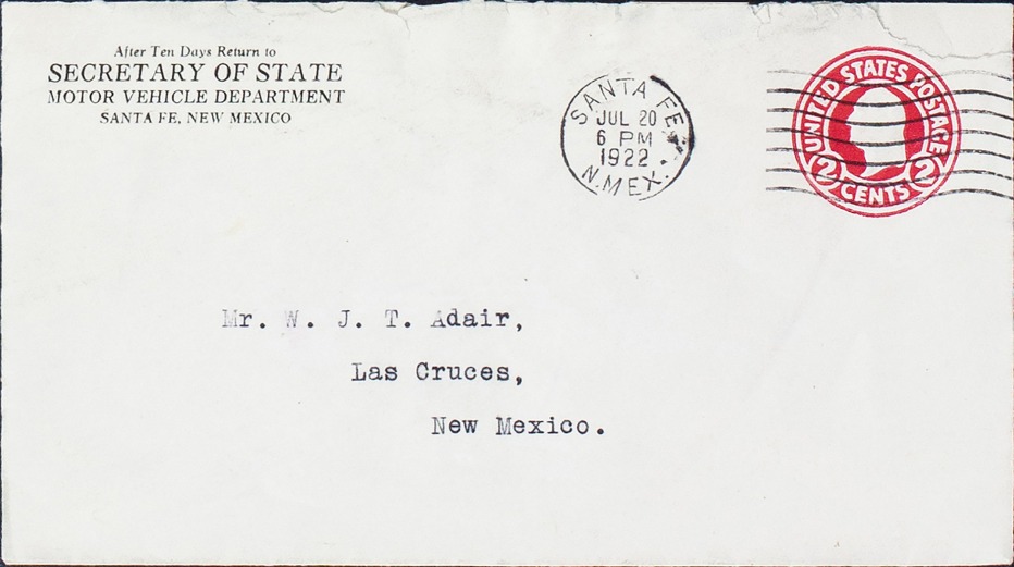 New Mexico License Plate Mailing Envelopes
